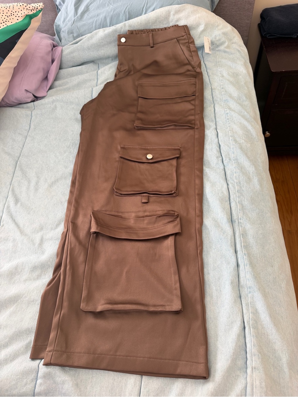 Forever 21 Brown Wide-Leg Cargo Jumpsuit Pants - Picture 4 of 5